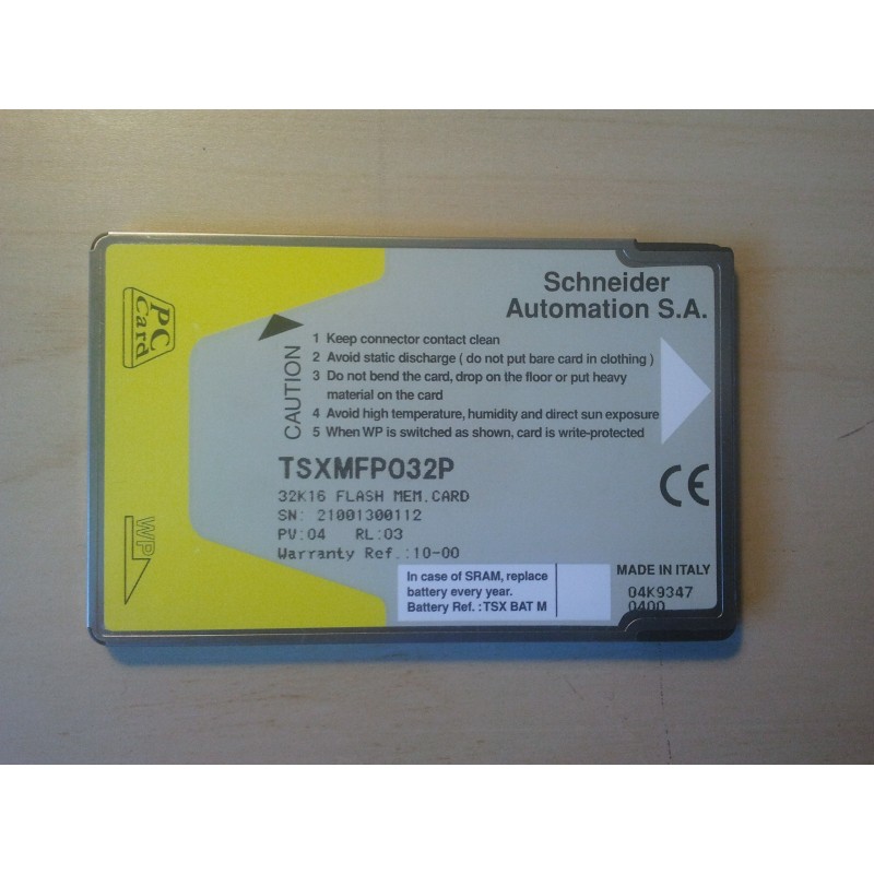 Carte mémoire PCMCIA TSX 32K FLASH TSXMFP032P Automate Schneider